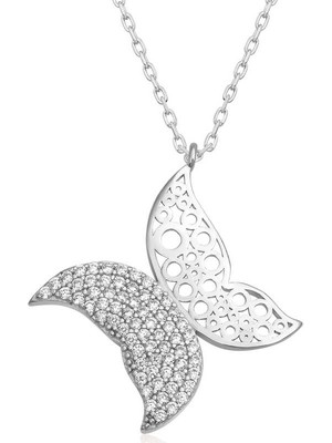 925 Ayar Gümüş Kelebek Kadın Gümüş Kolye