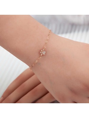 925 Ayar Gümüş Rose Kedi Patisi Kadın Bileklik