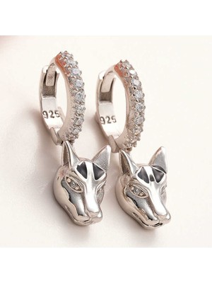 ​gümüş Sallantılı Kaplan Figürlü Kadın Küpe