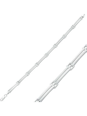 925 Ayar Gümüş Iki Sıra Erkek Bileklik