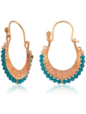 Gümüş Turkuaz Taşlı Bohem Küpe