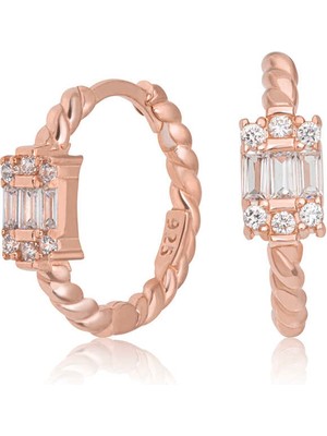 925 Ayar Gümüş Baget Taşlı Kadın Küpe