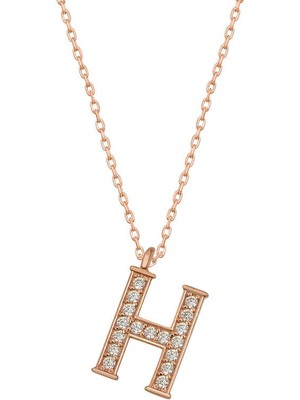 925 Ayar Gümüş Rose H Harfi Kadın Gümüş Kolye