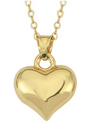 925 Ayar Gümüş Küçük 3 Boyutlu Gold Kalp Kadın Kolye