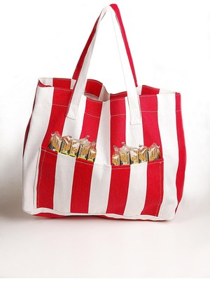 Kadın Kanvas 2 Cepli Günlük Renkli Plaj Omuz Çantası Kırmızı