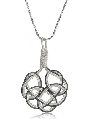 Gümüş Kazaziye Örgü Kadın Kolye