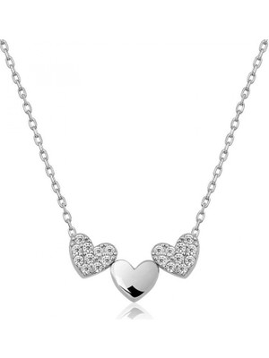 Marsilyan ​925 Ayar Gümüş Üç Kalp Kadın Gümüş Kolye T4802 (72)