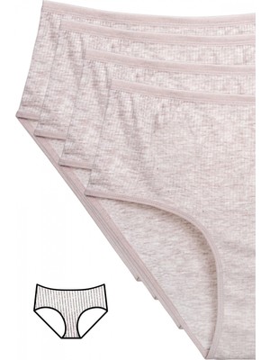 Marsilyan 4'lü Yeni Seri Renkli Yüksek Bel Fitilli Ribana Bato Külot Kahve