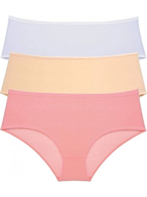 Marsilyan 3 Adet Kadın Yüksek Bel Bato Külot Beyaz Ten Pudra