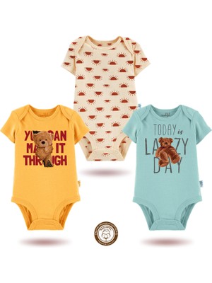 Mahfel 3'lü Kısa Kollu Premium %100 Pamuklu  Çıtçıtlı Bebek Body Zıbın 1-16