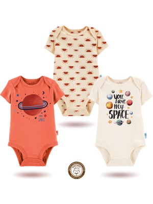Mahfel 3'lü Kısa Kollu Premium %100 Pamuklu  Çıtçıtlı Bebek Body Zıbın 452-462