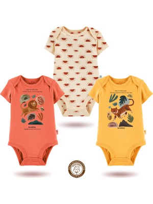 Mahfel 3'lü Kısa Kollu Premium %100 Pamuklu  Çıtçıtlı Bebek Body Zıbın 750-788