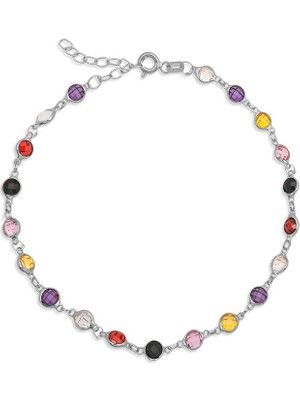 925 Ayar Gümüş Renkli Taşlı Kadın Halhal