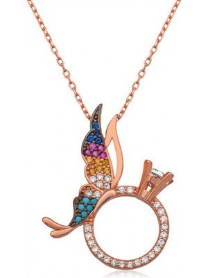 Marsilyan 925 Ayar Gümüş Tek Taş Yüzüklü Kelebek Kadın Gümüş Kolye PT2610863 (72)