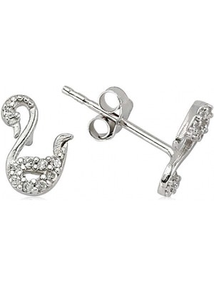 Marsilyan 925 Ayar Gümüş Kuğu Çivili Küpe EA1540004 (72)