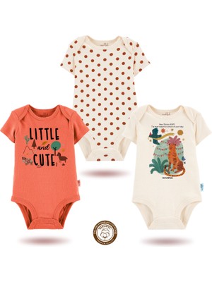 Mahfel 3'lü Kısa Kollu Premium %100 Pamuklu  Çıtçıtlı Bebek Body Zıbın 751-134