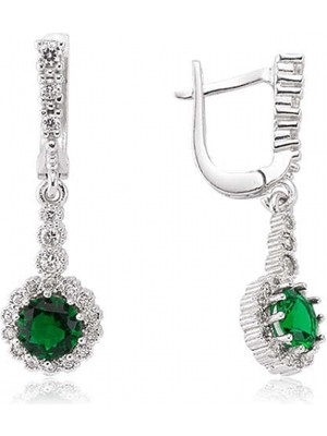 Marsilyan 925 Ayar Gümüş Yeşil Çiçek Sallantılı Küpe EA0460027 (72)