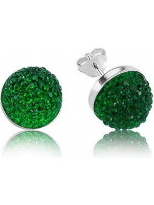 Marsilyan 925 Ayar Gümüş Yeşil Kristal Çivili Küpe EA1650003 (72)