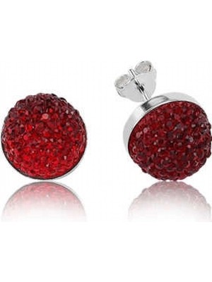 Marsilyan 925 Ayar Gümüş Kırmızı Çivili Küpe EA1650001 (72)