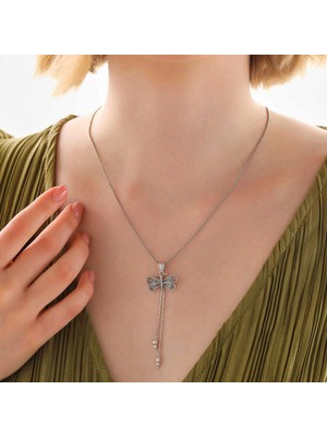 Marsilyan 925 Ayar Gümüş Telkari Yusufçuk Kadın Kolye T8051 (72)