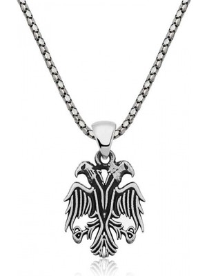 Marsilyan 925 Ayar Gümüş Çift Başlı Kartal Erkek Gümüş Kolye PT2610889 (72)