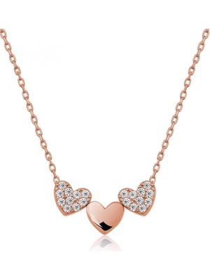 Marsilyan 925 Ayar Gümüş Üç Kalp Kadın Gümüş Kolye T4668 (72)