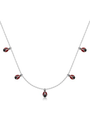 925 Ayar Gümüş Uğur Böceği Şans Kadın Kolye