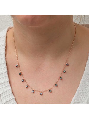 Gümüş Mistik Topaz Taşlı Rose Şans Kadın Kolye