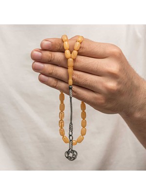 Gümüş Kazaz Püsküllü Sıkma Kehribar Tesbih