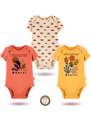 Mahfel 3'lü Kısa Kollu  %100 Pamuklu Kız Bebek  Çıtçıtlı Bebek Body Zıbın 848-851