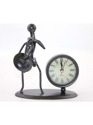 Metal Müzisyen Saat Dekoratif Hediyelik