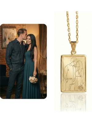 Ashak Accessories Kişiye Özel Kadın 925 Ayar Gümüş Zincirli Isteğe Özel Hatıra Fotoğraf Sevgili Aile Eş Kolye