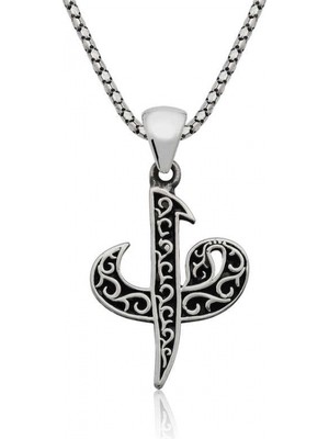 Marsilyan 925 Ayar Gümüş Elif Vav Erkek Gümüş Kolye PT2610918 (72)