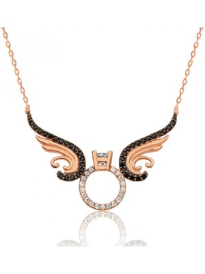 Marsilyan 925 Ayar Gümüş Tek Taş Melek Kadın Gümüş Kolye PT2610626 (72)