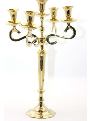 Pirinç 5'li Şamdan