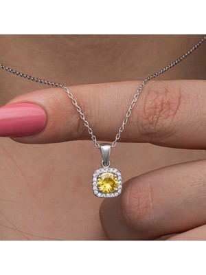 Marsilyan 925 Ayar Gümüş Sarı Baget Taşlı Kadın Kolye T8601 (72)