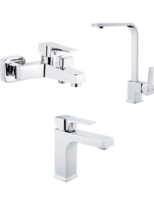 Siyam Alya Lavabo, Banyo, Eviye Bataryası Seti Krom