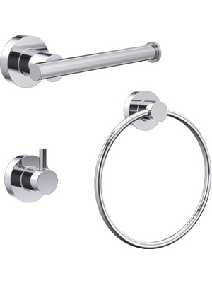 Line Bathroom Master Tuvalet Kağıtlığı, Askılık ve Havluluk Set, Krom