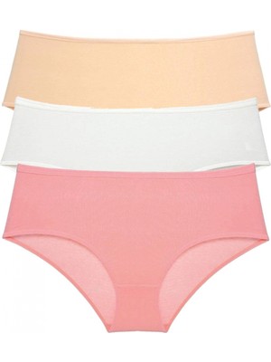 Marsilyan 3 Adet Kadın Yüksek Bel Bato Külot Ten Krem Pudra