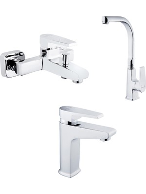 Siyam Plaza Lavabo, Banyo, Eviye Bataryası Seti Krom