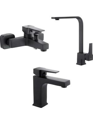 Siyam Alya Lavabo, Banyo, Eviye Bataryası Seti Siyah
