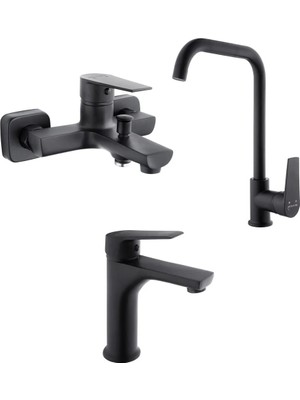 Siyam Lara Lavabo, Banyo, Eviye Bataryası Seti Siyah