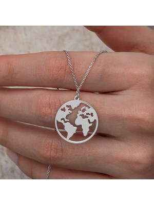 Gümüş Dünya Kadın Kolye