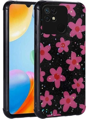 Xiaomi Redmi 10C Uyumlu Kılıf Simli Desenli Kamera Korumalı Parlak Zore Popy Kapak