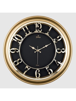 Hnrlishp Duvar Saati Altin Sarisi Içi Siyah 45CM Kabartma Rakam Metal Akrep Yelkovan Akar Saniye