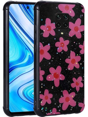 Xiaomi Redmi Note 9s Uyumlu Kılıf Simli Desenli Kamera Korumalı Parlak Zore Popy Kapak