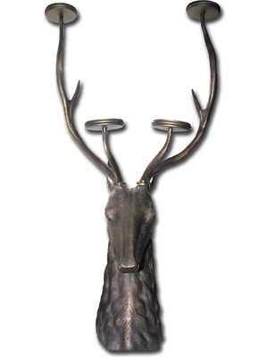 Metal Geyik Büstü Şamdan 112 cm