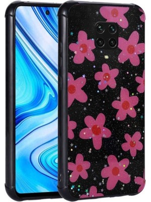 Xiaomi Redmi Note 9 Pro Uyumlu Kılıf Simli Desenli Kamera Korumalı Parlak Zore Popy Kapak