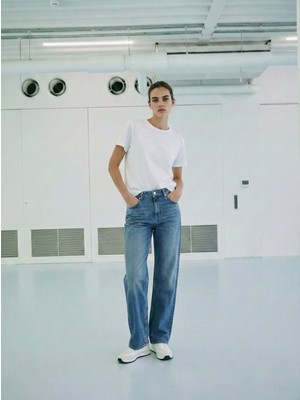 LTB Danıca Mıd Yüksek Bel Geniş Paça Mid Indigo Jean Pantolon