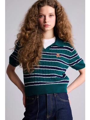 DeFacto Slım Fıt Ayıcıklı Çizgili KAZAK H5924AX26SM